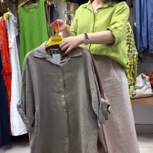 Women's Oversized Cotton-Linen Shirt | Earthy Neutral Tone | Breezy & Effortless