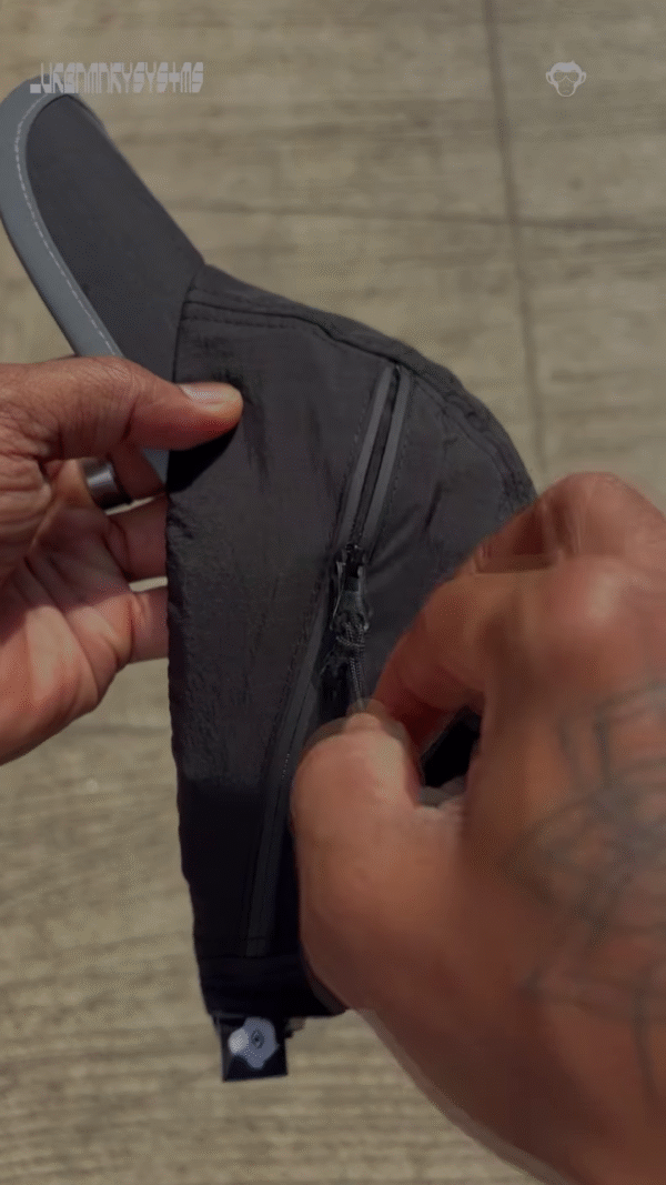 Black Cap with Hidden Zipper Pocket - Image 3