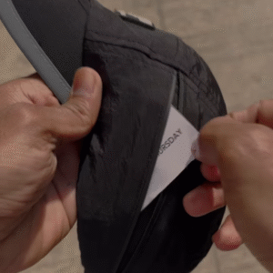 Black Cap with Hidden Zipper Pocket