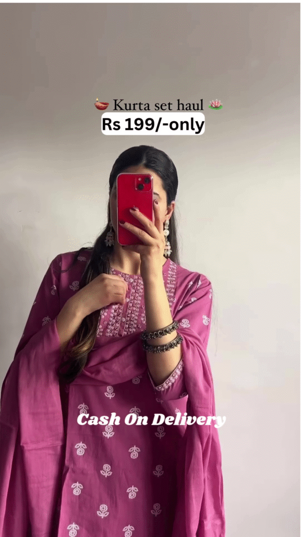 🌼 Traditional Printed Kurta Set – Mustard Yellow | 5 Colors Available | Only ₹199 🌼 - Image 4