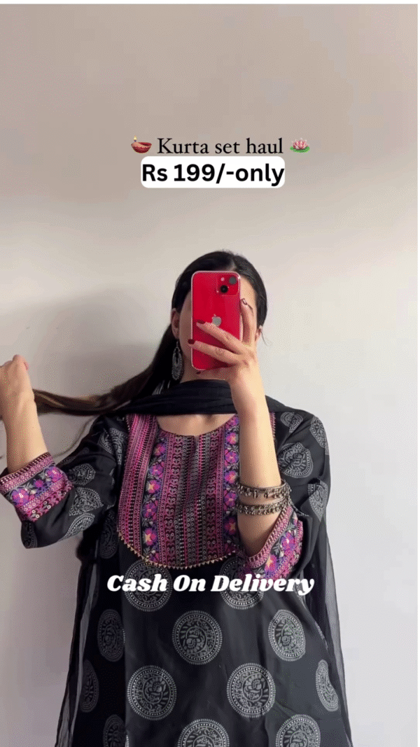 🌼 Traditional Printed Kurta Set – Mustard Yellow | 5 Colors Available | Only ₹199 🌼 - Image 5