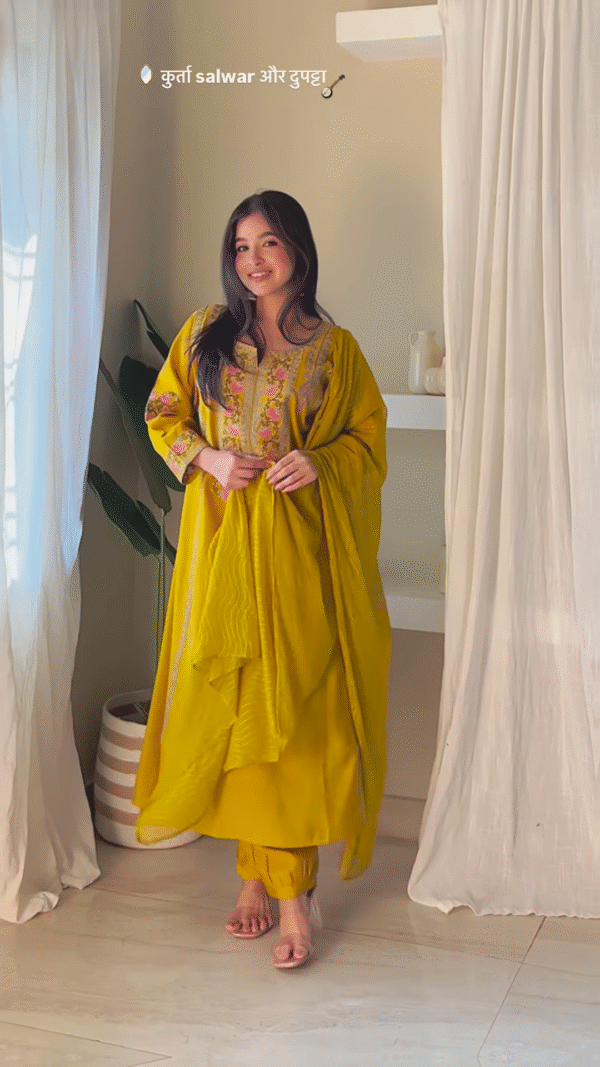 Elegant Silk Kurta Salwar Set with Zari Dupatta – 4 Color Options