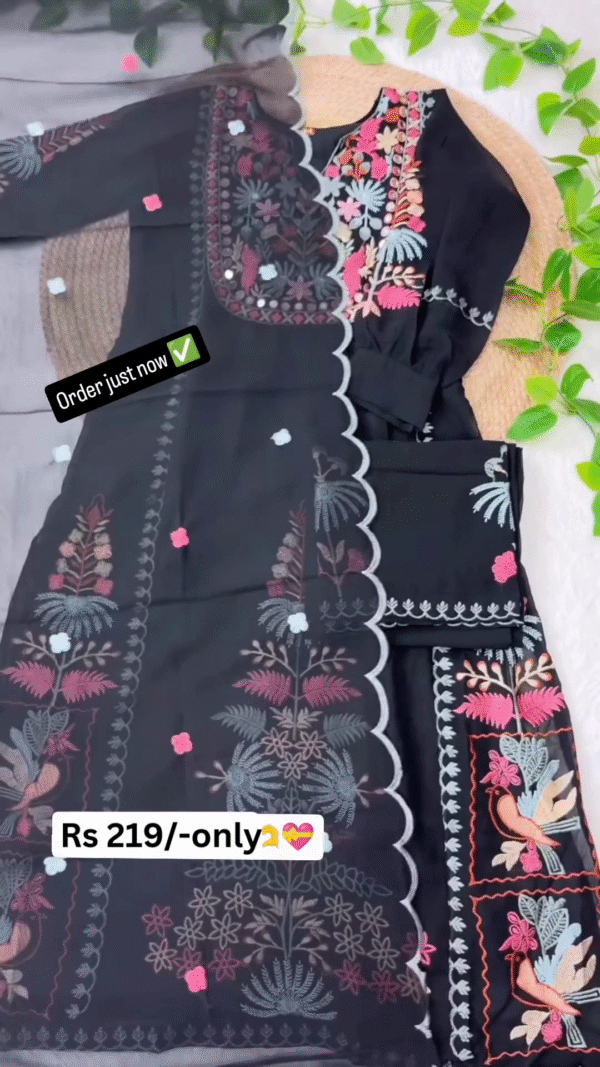 Floral Embroidered Kurta Set with Dupatta – Premium Look at Just ₹219 - Image 2