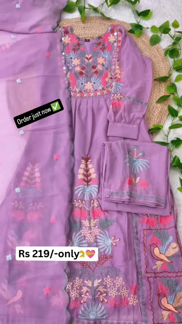 Floral Embroidered Kurta Set with Dupatta – Premium Look at Just ₹219 - Image 5