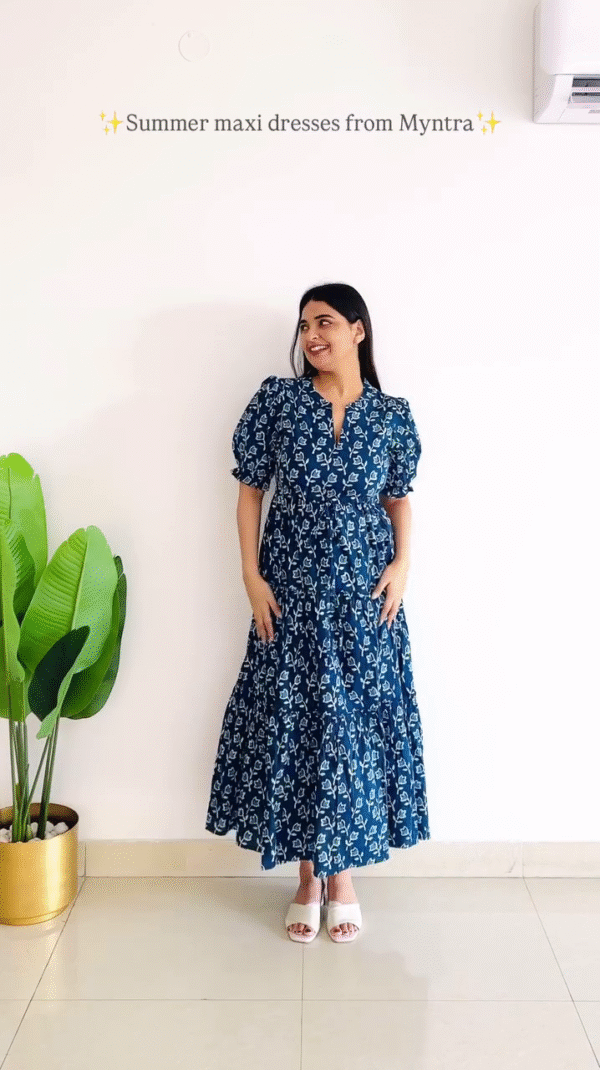 Tropical Leaf Print Cotton Maxi Dress – Breezy Summer Vibes 🌿 - Image 2