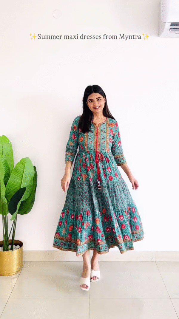 Tropical Leaf Print Cotton Maxi Dress – Breezy Summer Vibes 🌿 - Image 4