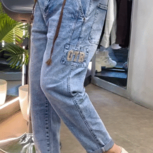 Men’s Denim Cargo Jeans with GTR Patch – Urban Street Style 🧢
