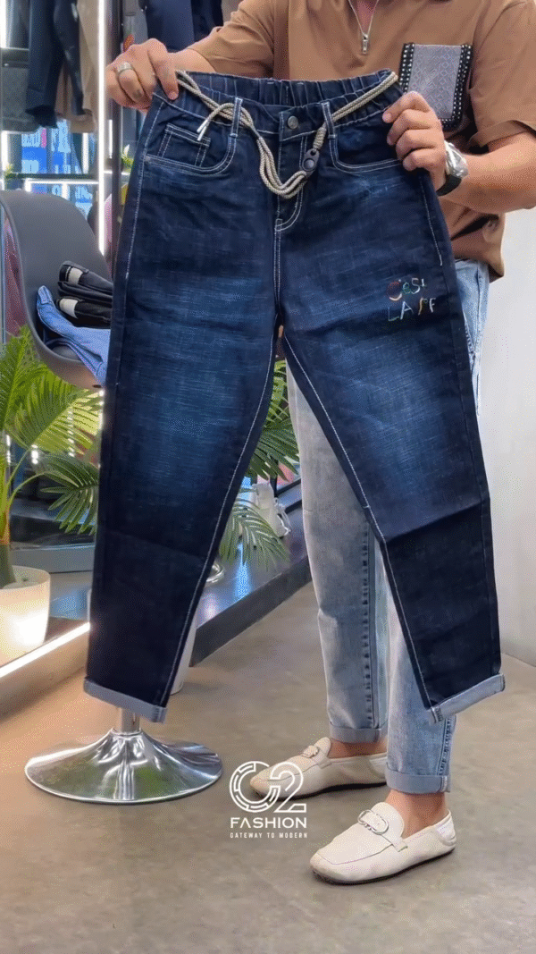 Men's Designer Slim-Fit Denim Jeans with Fun Patchwork – Street Style Statement - Image 5