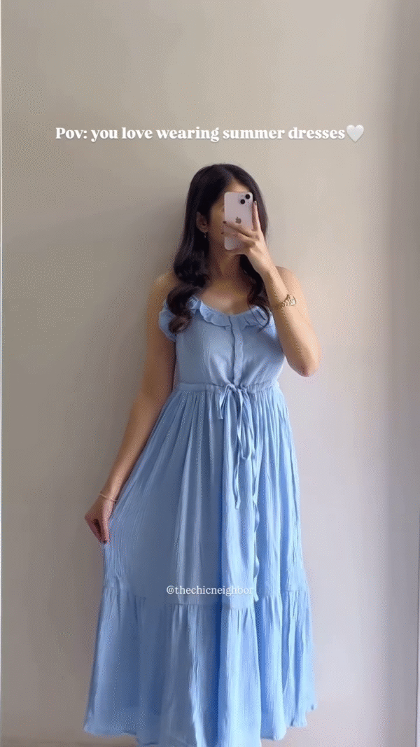 Chic Sky Blue Summer Dress – Sleeveless, Ruffled & Breezy | Available in 5 Elegant Colors