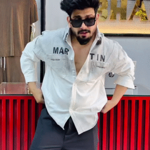 Men’s Statement "MARTIN" Shirt with Utility Cargo Pants – Trendy Streetwear Look | 4 Color Options