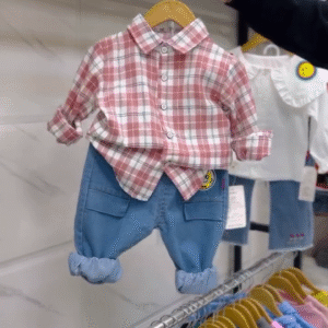 Stylish Boys’ Casual Set – Denim Jeans & Button-Up Shirt (1–4 Years)