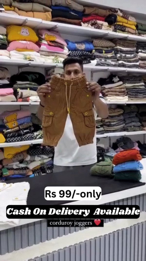 Kids’ Corduroy Cargo Joggers – Only ₹99! | COD Available 💥 - Image 4