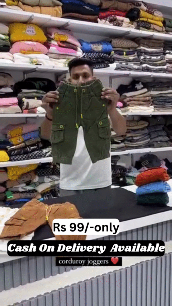 Kids’ Corduroy Cargo Joggers – Only ₹99! | COD Available 💥 - Image 3