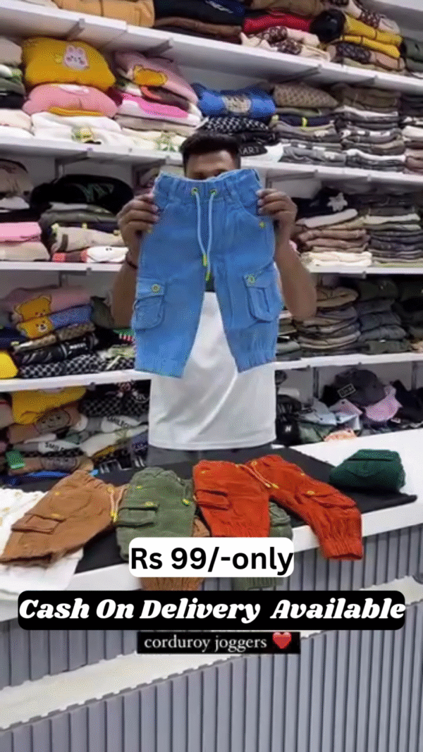 Kids’ Corduroy Cargo Joggers – Only ₹99! | COD Available 💥 - Image 2