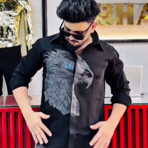 Men’s Fierce Eagle Print Shirt | Lavender Statement Piece | Streetwear Vibe