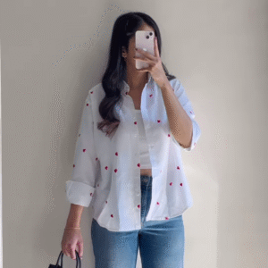 Sweetheart Summer Vibes in White, Cherry Red & Indigo Denim 🍒💙☀️