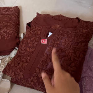 🌸 Rust Brown Embroidered Elegance – Size 38 🌸