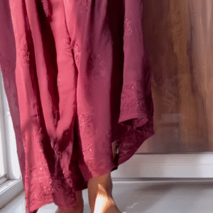 🌷 Deep Rose Dream – Dark Pink Embroidered Kurta 🌷