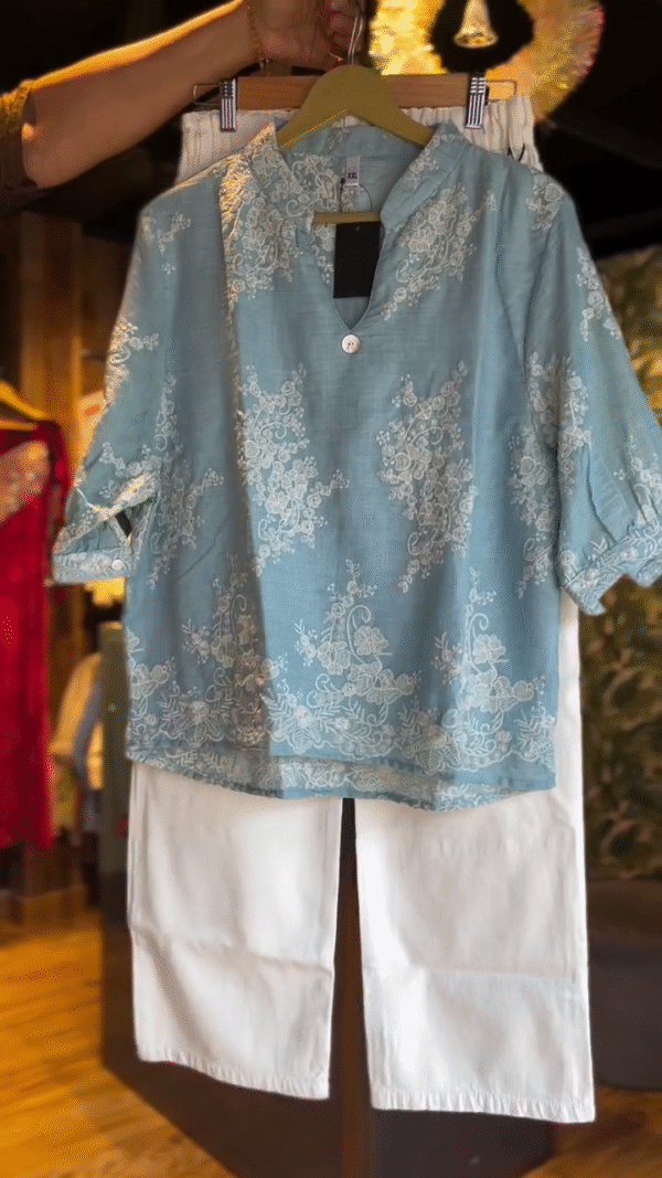 Maroon Tone All-Over Embroidered Festive Kurti Set with Dupatta - Image 2