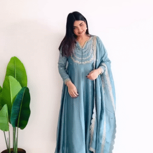 Anarkali Style Kurta Set with Gota Embroidery – 10 Colour Options