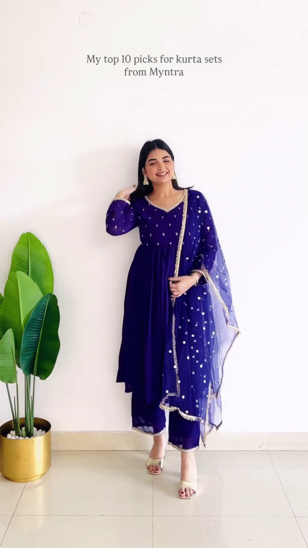 Anarkali Style Kurta Set with Gota Embroidery – 10 Colour Options - Image 10