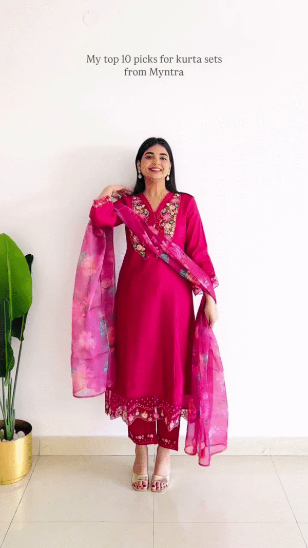 Anarkali Style Kurta Set with Gota Embroidery – 10 Colour Options - Image 2