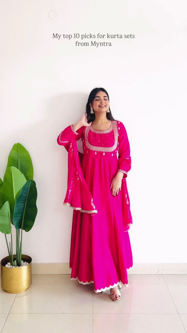 Anarkali Style Kurta Set with Gota Embroidery – 10 Colour Options - Image 8
