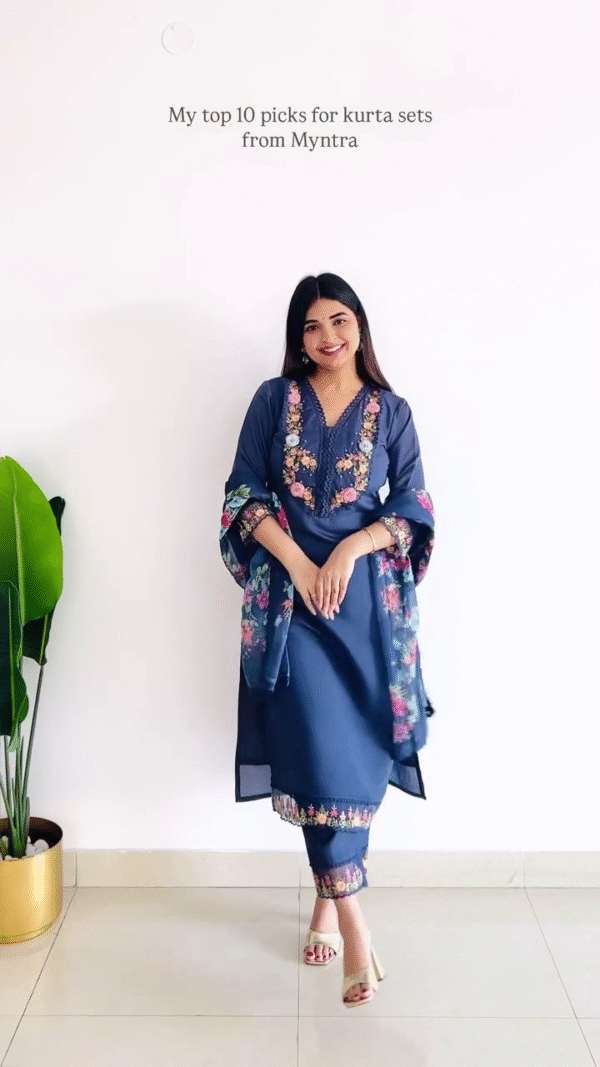 Anarkali Style Kurta Set with Gota Embroidery – 10 Colour Options - Image 9