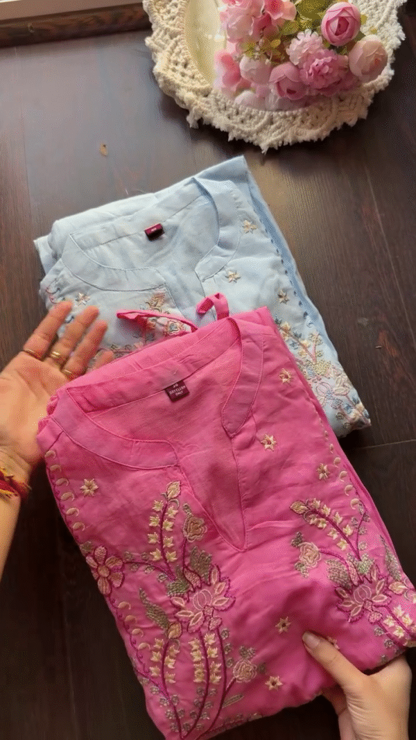 Pastel Embroidered Cotton Kurtas – Soft Everyday Elegance - Image 2