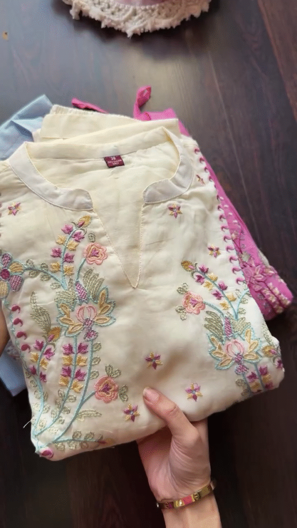 Pastel Embroidered Cotton Kurtas – Soft Everyday Elegance - Image 3