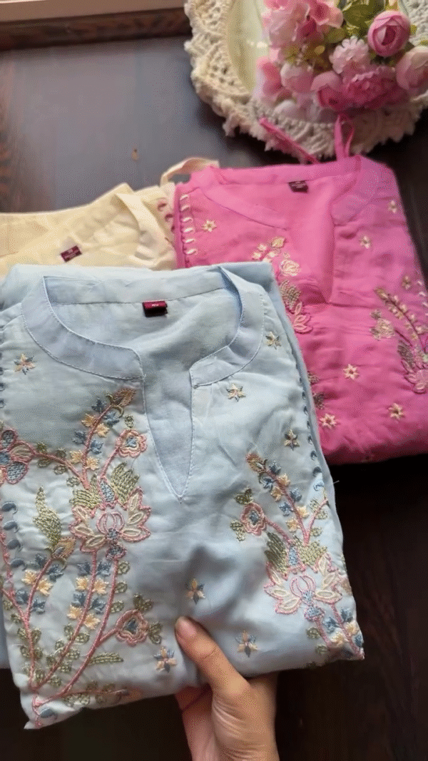 Pastel Embroidered Cotton Kurtas – Soft Everyday Elegance - Image 4