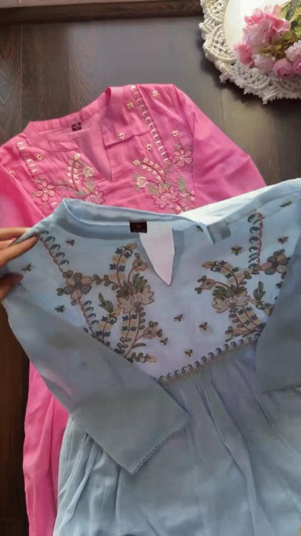 Pastel Embroidered Cotton Kurtas – Soft Everyday Elegance - Image 5