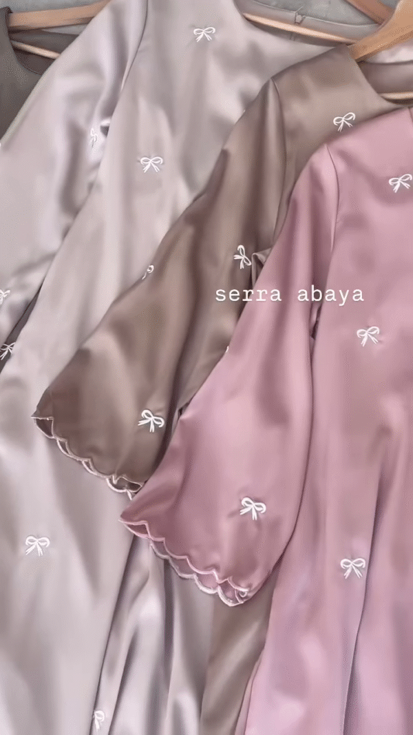 🎀 Bow Charm Abaya – Blush Pink & Cocoa Brown Variants