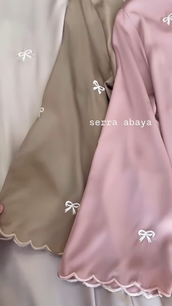 🎀 Bow Charm Abaya – Blush Pink & Cocoa Brown Variants - Image 5