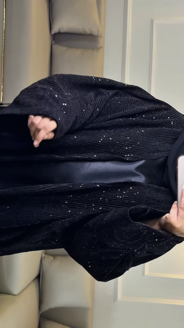 🖤 Noir Sequin Glow Abaya - Image 4