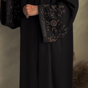 🖤 Embroidered Midnight Bloom Abaya