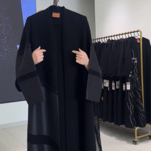 🌌 Starlit Luxe Black Abaya