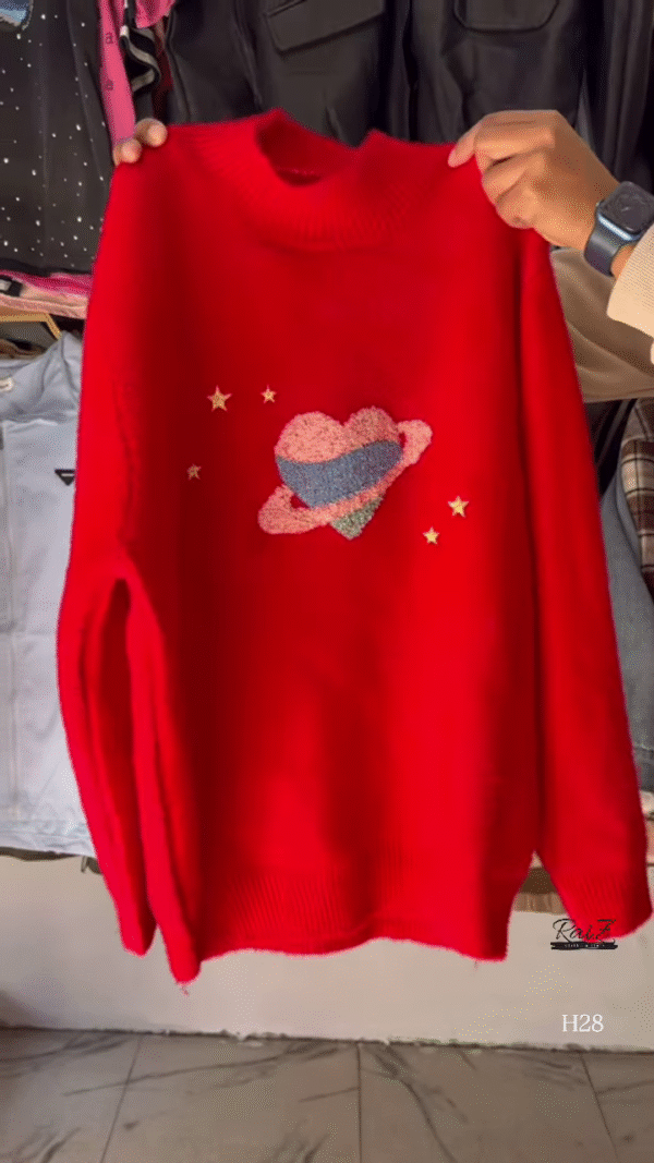 Fuzzy Space Planet Sweater – Whimsical, Soft, and Out-of-This-World Cozy 🌈🪐 - Image 3