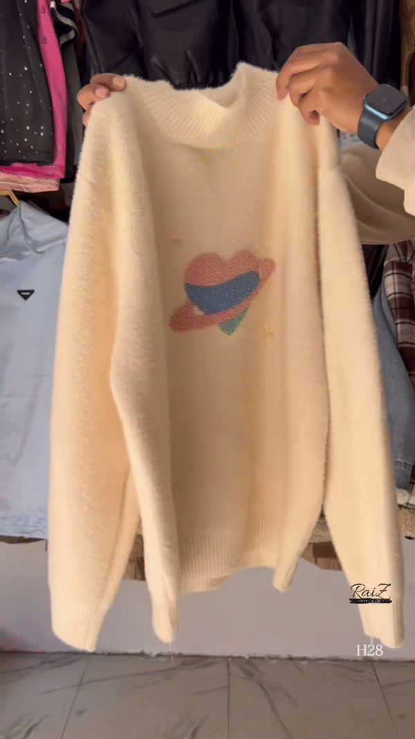 Fuzzy Space Planet Sweater – Whimsical, Soft, and Out-of-This-World Cozy 🌈🪐 - Image 5