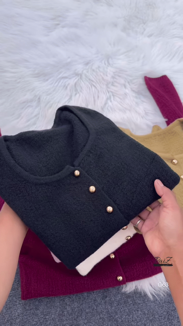 Plush Button Knit Cardigan – Soft, Minimal, and Effortlessly Luxe ✨🧶 - Image 2