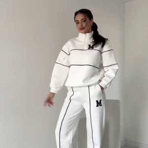 Zip-Up Tracksuit with Contrast Piping ✨ Available in White & Black