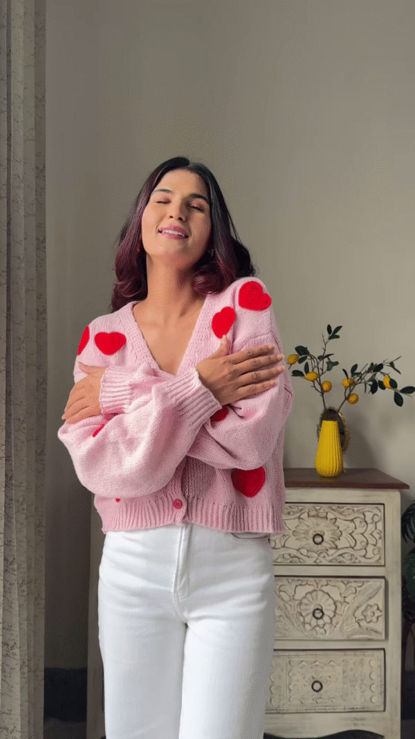 Heart & Ribbon Knitwear Collection 🧶💗 With Embroidery & Bow Accents – Pink & Cream Variants - Image 7