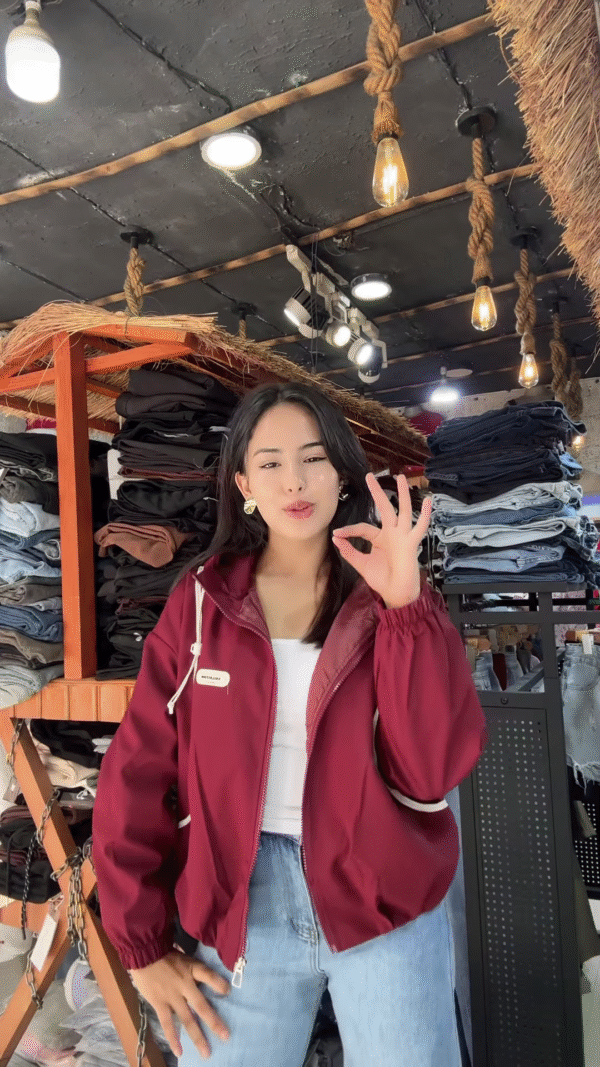 Women's Casual Zip-Up Jackets 🧥✨ – Yellow, White & Maroon Variants Styled in Rustic Store Setting - Image 4