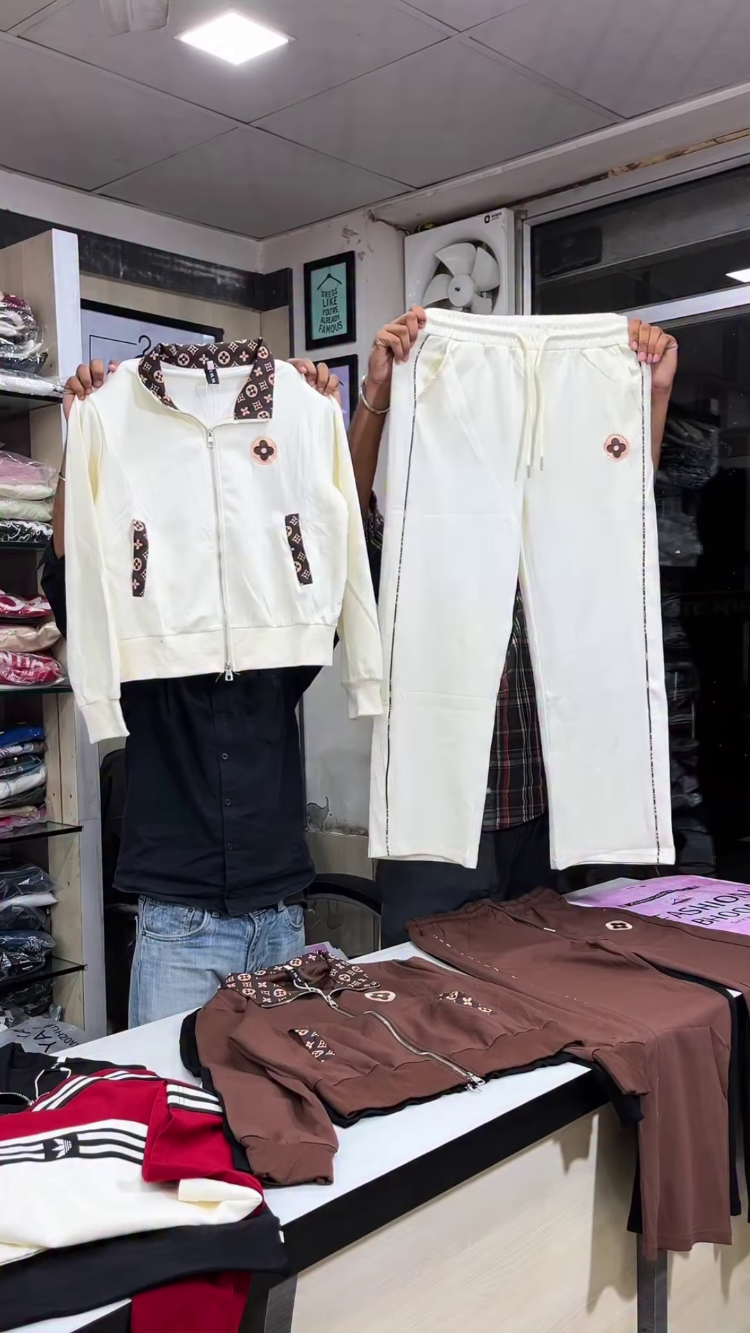 🖤⚪ Elegance in Contrast: The White & Black Embroidered Tracksuit Ensemble ⚪🖤