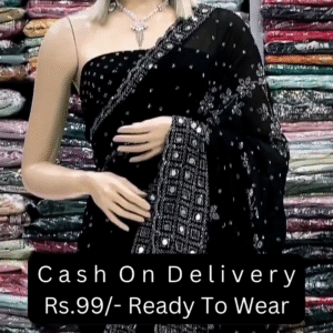 New Stylist Heavy Embroidered Party & Festive Wedding Wear Black Saree For Women